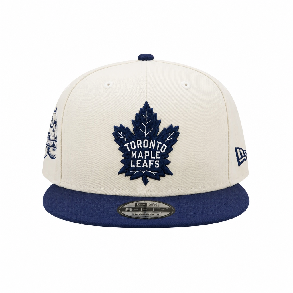 NEW ERA 9FIFTY NHL 75 FOREVER TORONTO MAPLE LEAFS CREAM/NAVY SNAPBACK HAT