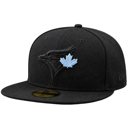 MEN'S 5950 TORONTO BLUE JAYS BLACK WITH BLUE LEAF FITTED HAT