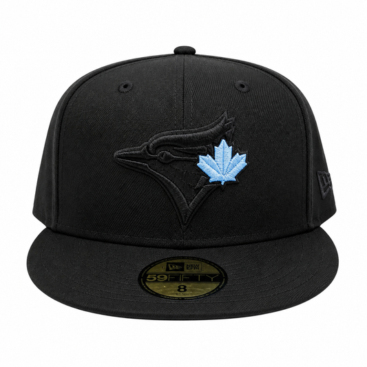 MEN'S 5950 TORONTO BLUE JAYS BLACK WITH BLUE LEAF FITTED HAT