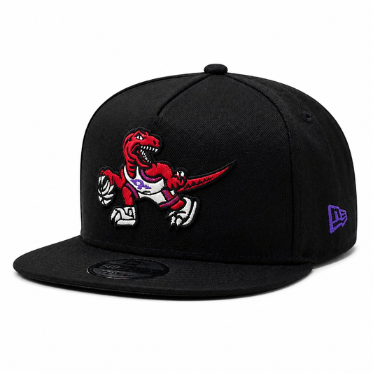 MEN'S NEW ERA NBA 9FIFTY A-FRAME TORONTO RAPTORS DINO LOGO BLACK & RED SNAPBACK HAT