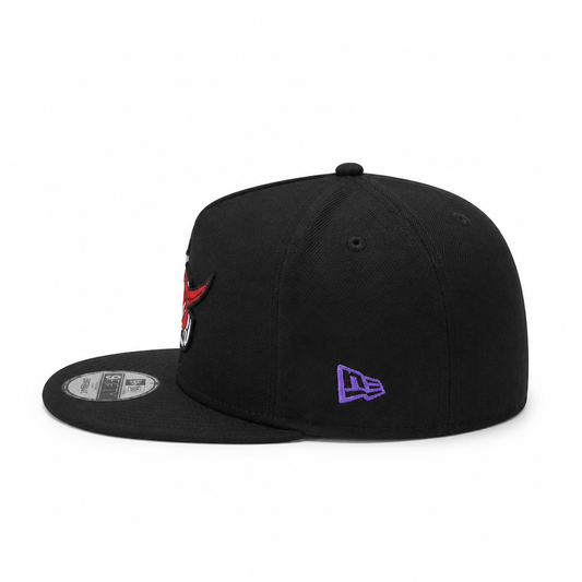MEN'S NEW ERA NBA 9FIFTY A-FRAME TORONTO RAPTORS DINO LOGO BLACK & RED SNAPBACK HAT