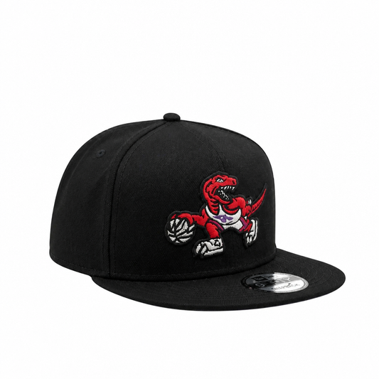 MEN'S NEW ERA NBA 9FIFTY A-FRAME TORONTO RAPTORS DINO LOGO BLACK & RED SNAPBACK HAT