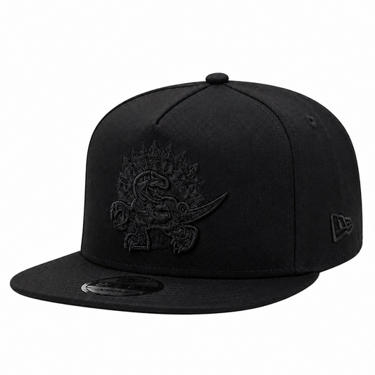 MEN'S NEW ERA NBA 9FIFTY A-FRAME TORONTO RAPTORS DINO LOGO ALL BLACK SNAPBACK HAT