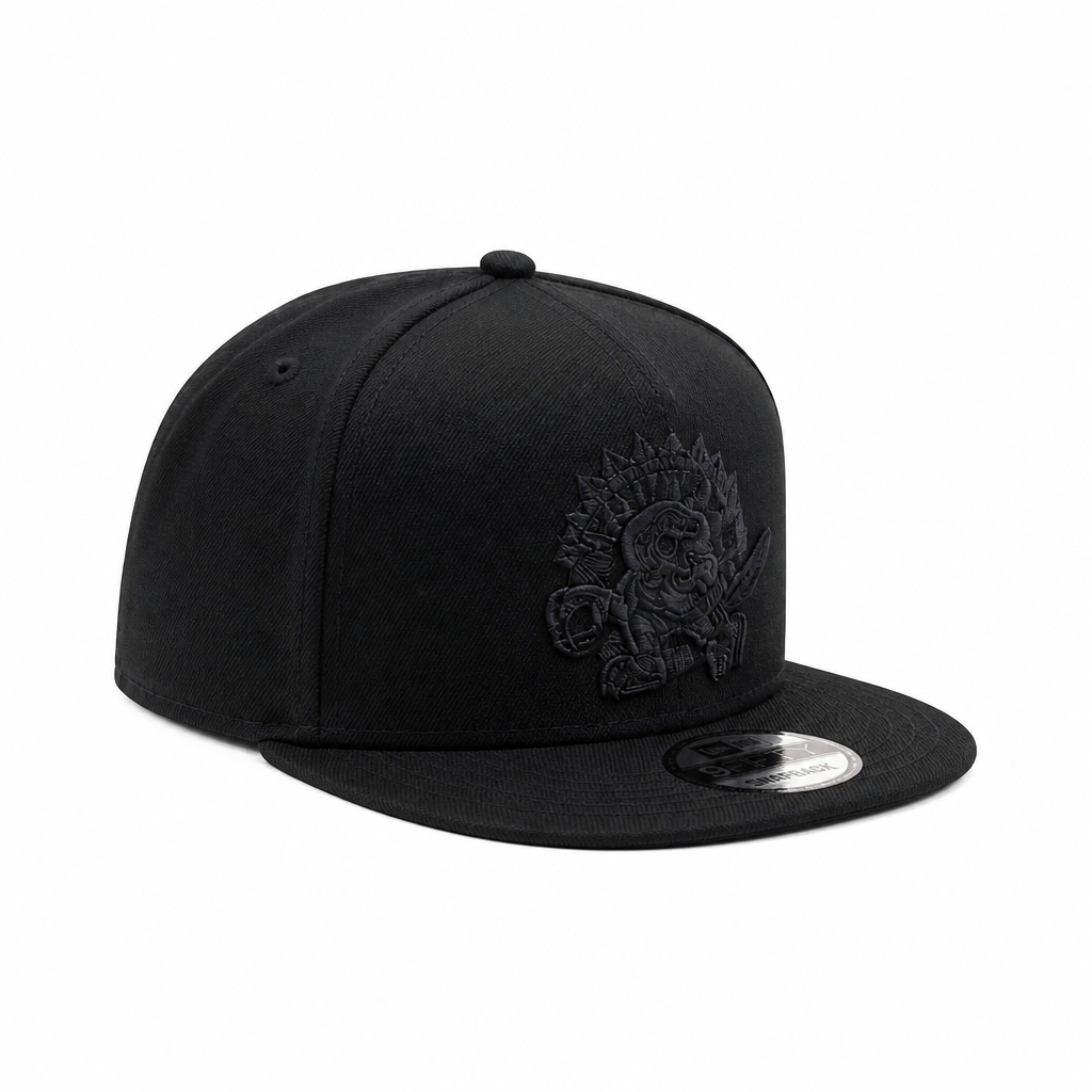MEN'S NEW ERA NBA 9FIFTY A-FRAME TORONTO RAPTORS DINO LOGO ALL BLACK SNAPBACK HAT