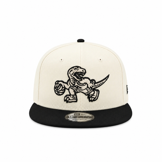 MEN'S NEW ERA NBA 9FIFTY TORONTO RAPTORS DINO LOGO CHROME WHITE & BLACK SNAPBACK HAT