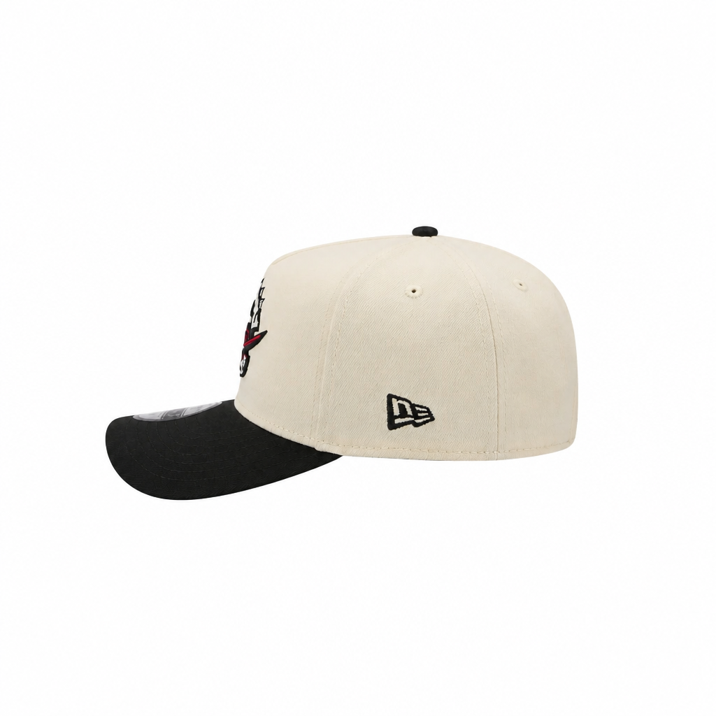 MEN'S NEW ERA NBA 9FORTY A-FRAME TORONTO RAPTORS DINO LOGO CHROME WHITE & BLACK SNAPBACK HAT