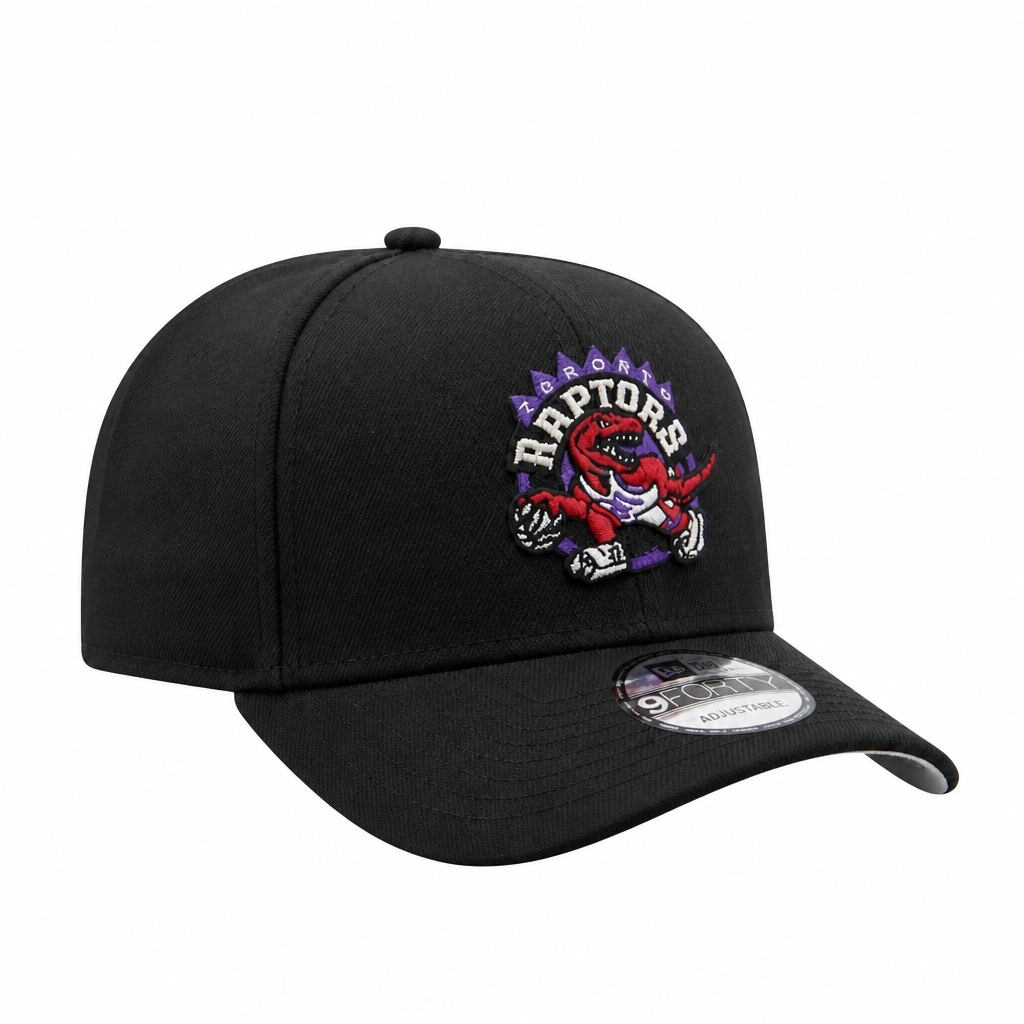 MEN'S NEW ERA NBA 9FORTY A-FRAME TORONTO RAPTORS DINO LOGO BLACK & RED SNAPBACK HAT