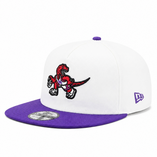 MEN'S NEW ERA NBA 19TWENTY TORONTO RAPTORS DINO LOGO WHITE & PURPLE SNAPBACK HAT