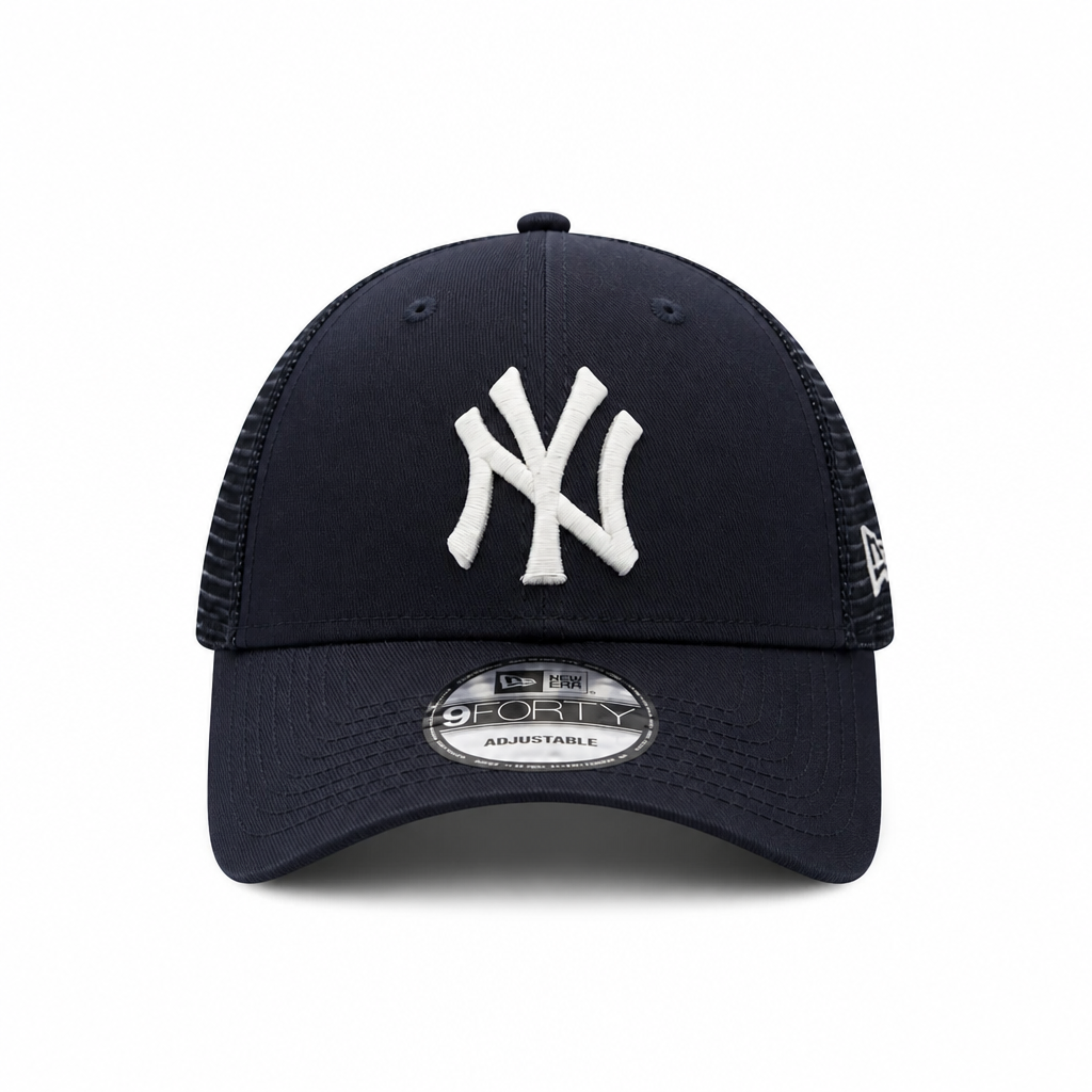 MEN'S NEW ERA MLB 9FORTY NEW YORK YANKEES NAVY BLUE & WHITE MESH TRUCKER SNAPBACK CAP