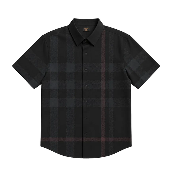 MODERNO MEN'S FANCY BUTTON-UP SHORT SLEEVES SHIRT (BLACK MJLS-S225)