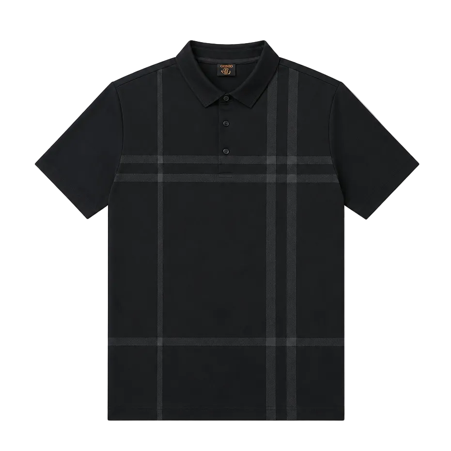 MODERNO MEN'S SHORT SLEEVE POLO PATTERN DESIGN T-SHIRT (BLACK MJP-1066)