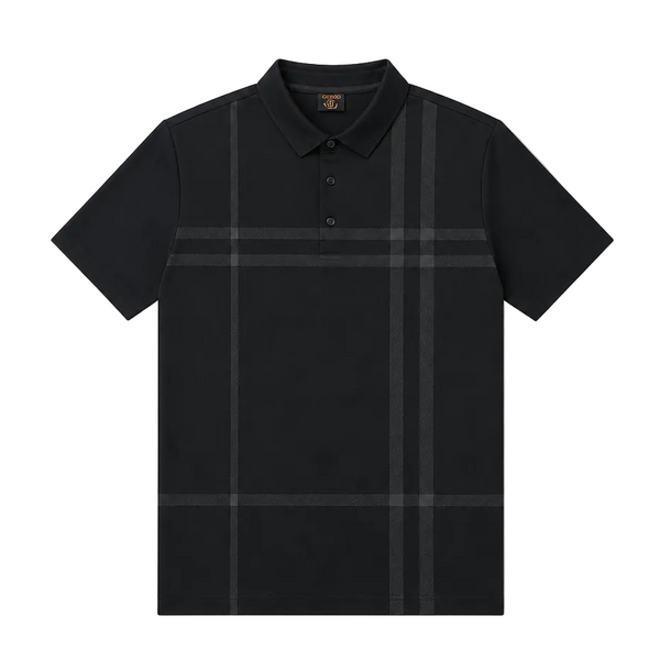 MODERNO MEN'S SHORT SLEEVE POLO PATTERN DESIGN T-SHIRT (BLACK MJP-1066)