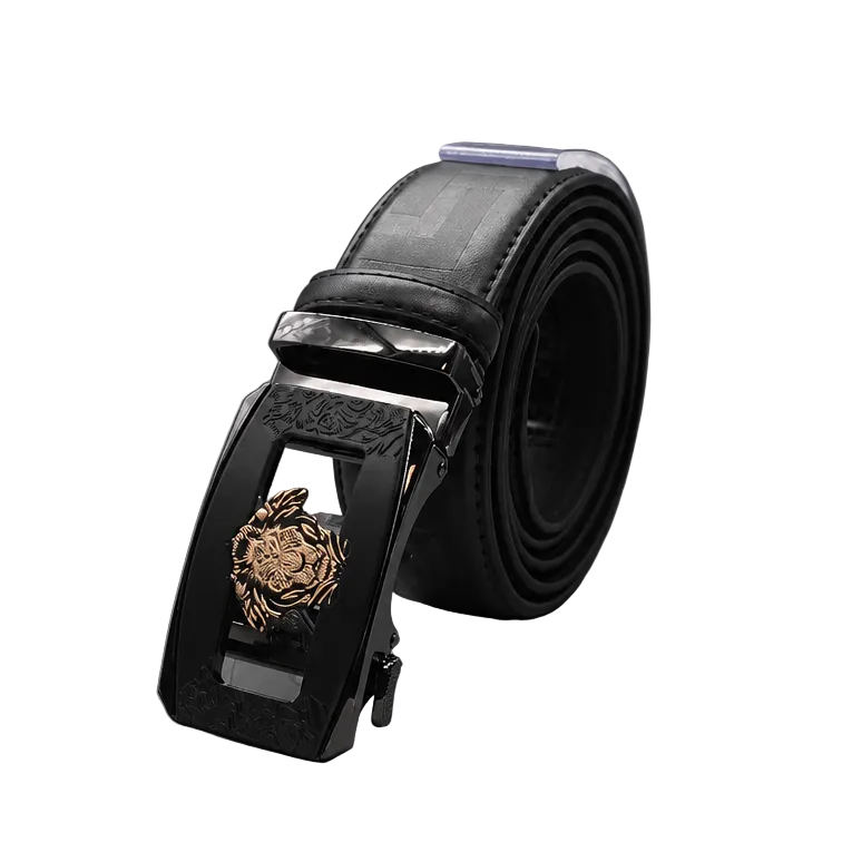 MODERNO MEN'S LEATHER DESIGNER BELT (CJ-184 BLACK/GOLD)