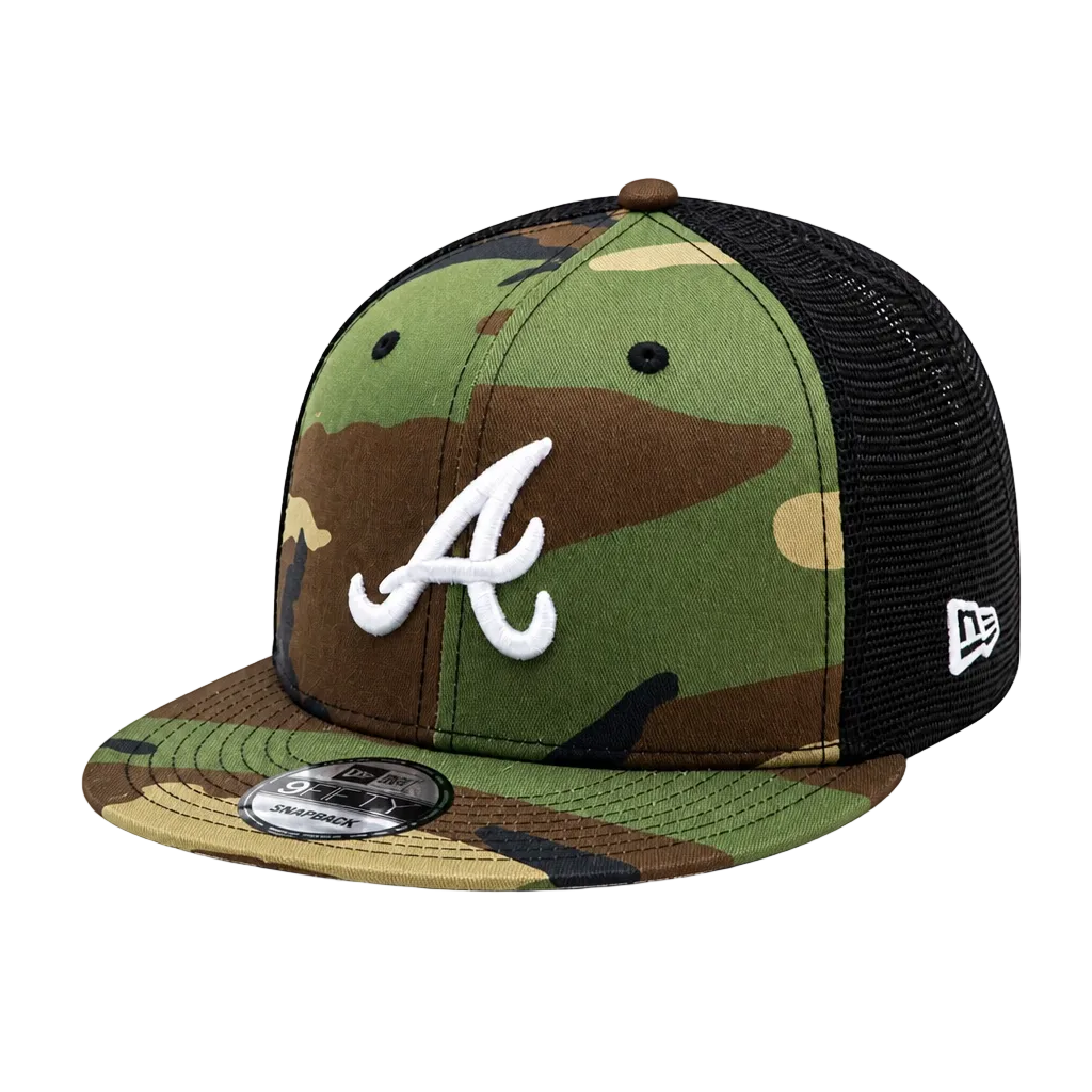 MEN'S NEW ERA MLB 9FIFTY ATLANTA BRAVES CAMO MESH TRUCKER SNAPBACK HAT