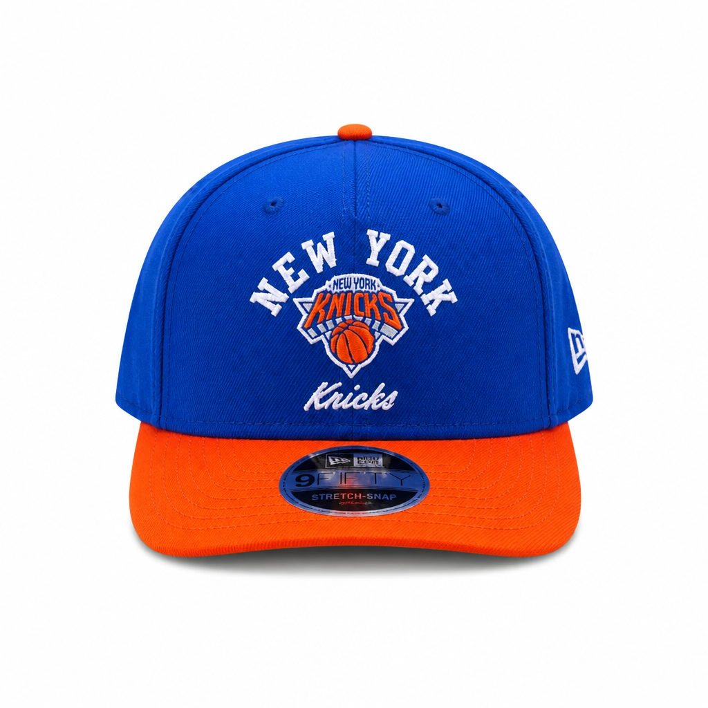 NEW ERA MEN'S 9FORTY A-FRAME M-CROWN NBA NEW YORK KNICKS ROYAL BLUE & ORANGE SNAPBACK HAT