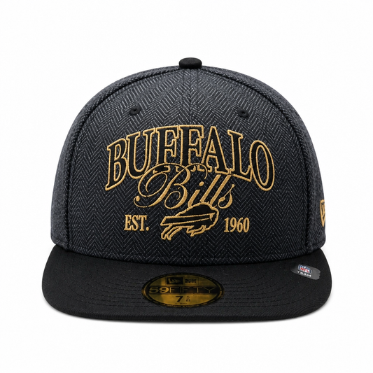 NEW ERA 59FIFTY NFL BUFFALO BILLS CHARCOAL GREY & BLACK FITTED HAT