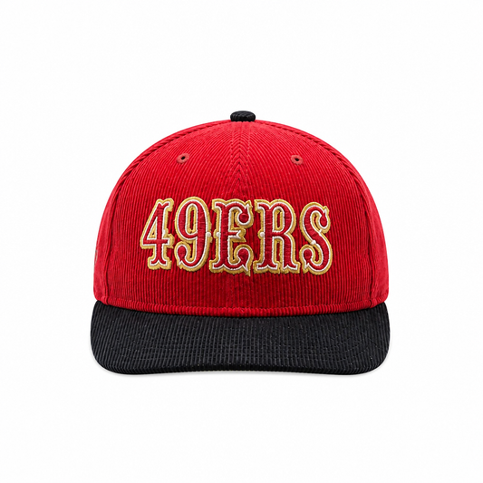 NEW ERA 9FIFTY NFL SAN FRANCISCO 49ERS RED & BLACK CORD W/ GREEN UNDERVISOR SNAPBACK HAT