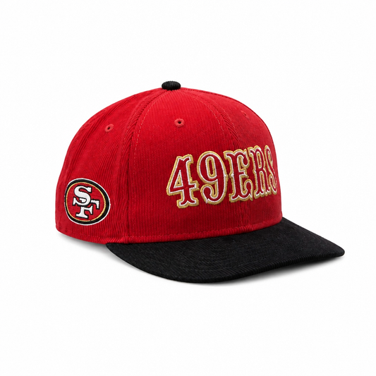 NEW ERA 9FIFTY NFL SAN FRANCISCO 49ERS RED & BLACK CORD W/ GREEN UNDERVISOR SNAPBACK HAT