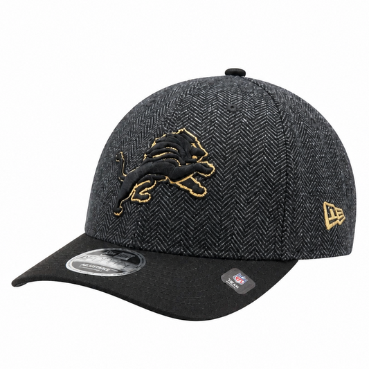 NEW ERA 9FORTY M-CROWN DETROIT LION GREY, BLACK & GOLD SNAPBACK HAT