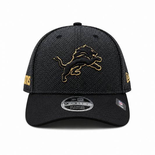 NEW ERA 9FORTY M-CROWN DETROIT LION GREY, BLACK & GOLD SNAPBACK HAT