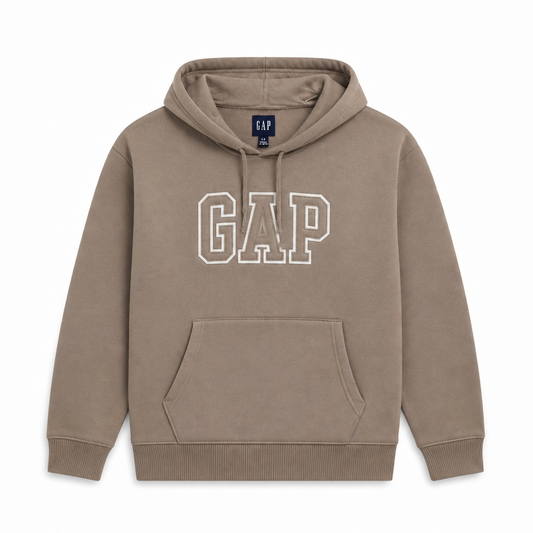GAP WOMEN'S LOGO FLEECE TAUPE BROWN HOODIE