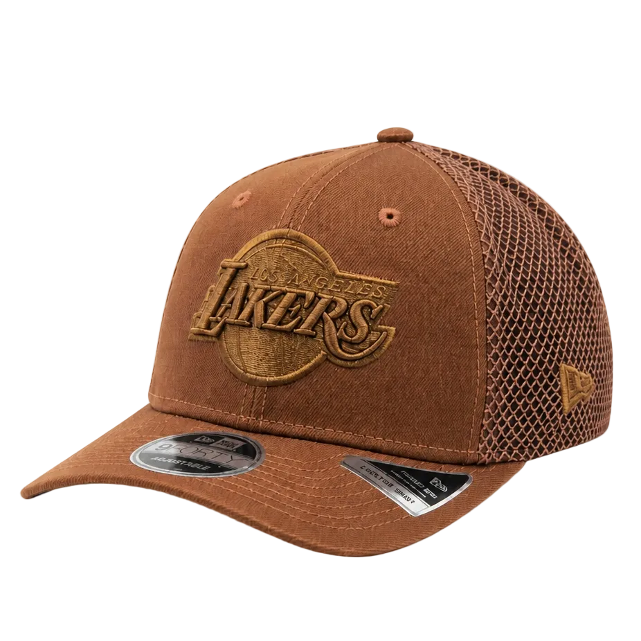 MEN'S NEW ERA 9SEVENTY STRETCH-SNAP NBA LOS ANGELES LAKERS BROWN NETTED SNAPBACK CAP