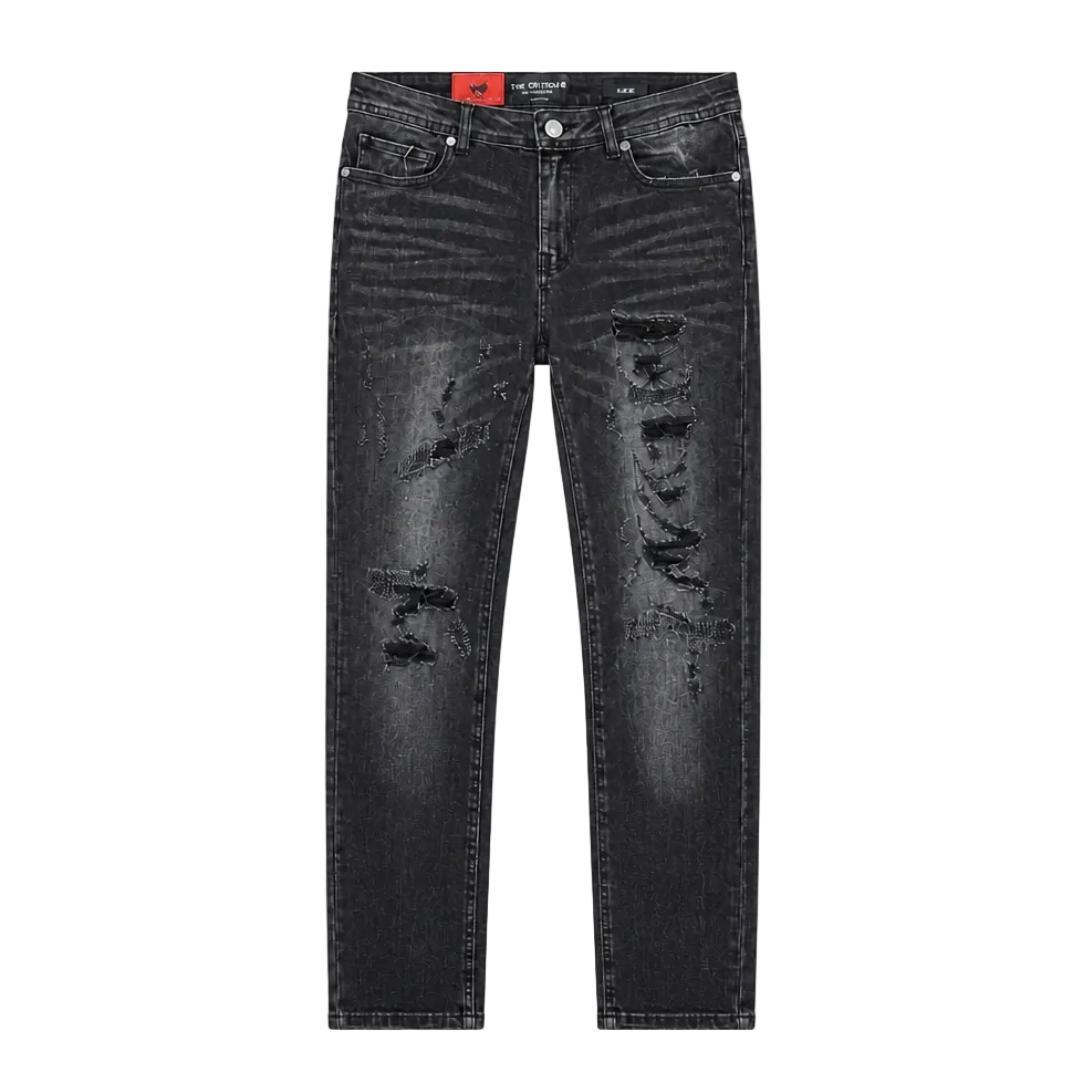 MENS ONE CULTURE DISTRESSED RIPPED JEANS