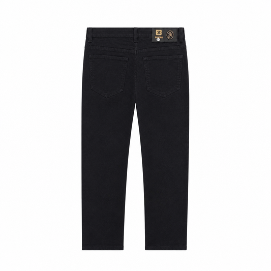 BRONCO MEN'S SIDE TAPE STRIPES BLACK JEANS