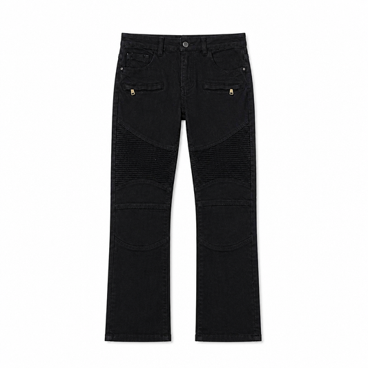 MEN'S BRONCO DISTRESSED BLACK JEANS WITH ZIPPER POCKET