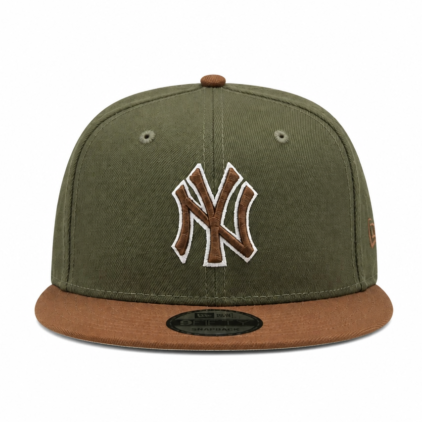 MEN'S NEW ERA MLB 9FIFTY NEW YORK YANKEES OLIVE GREEN & BROWN SNAPBACK HAT