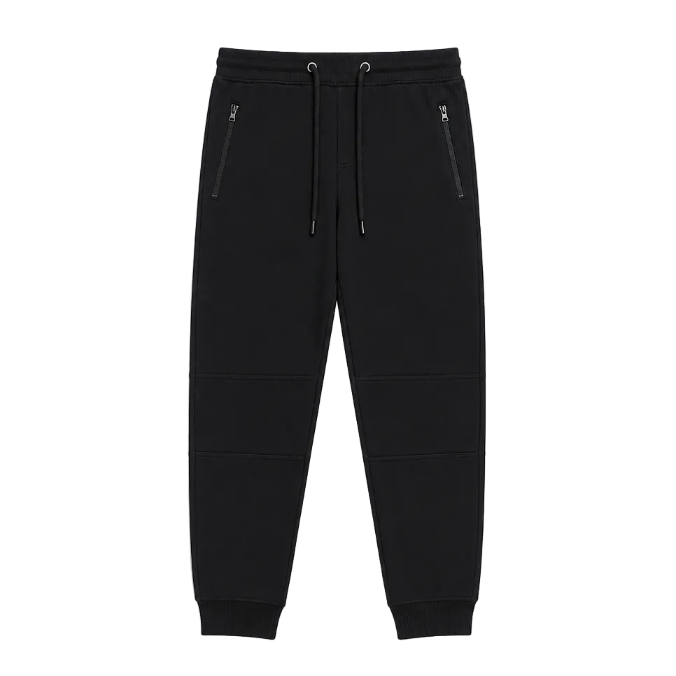 AGILE MEN'S FLEECE STRETCH SLIM FIT BLACK JOGGERS