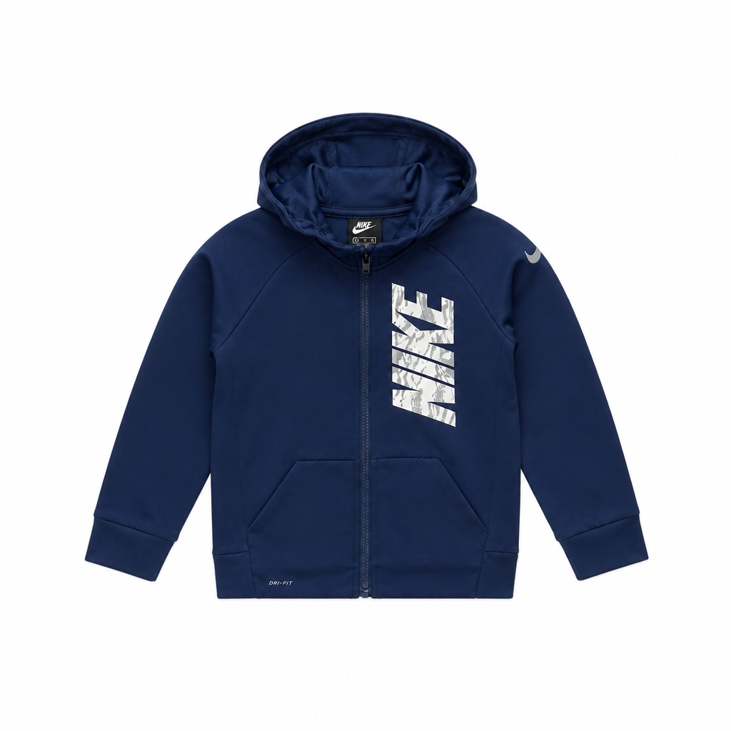 NIKE KIDS ZIPPER HOODIE (CHARCOAL & BLUE) (SIZE