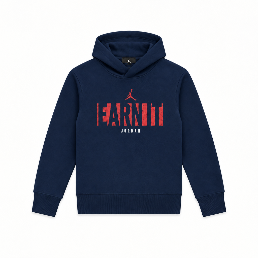 EARN IT JORDAN HOODIE (SMALL- X-LARGE) (NAVY)