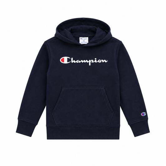 KIDS CHAMPION SCRIPT LOGO HOODIE(NAVY) NAVY