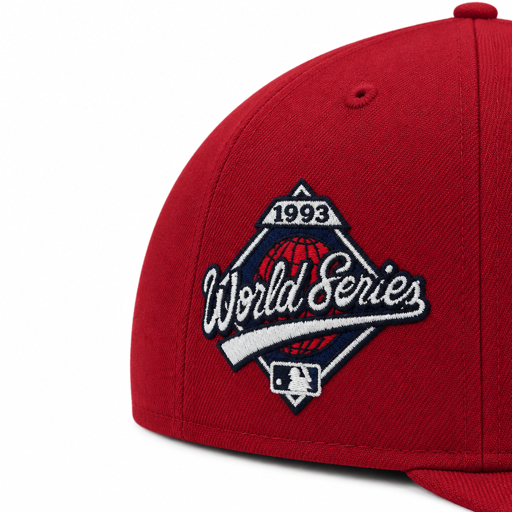 9FIFTY NEW ERA MLB 1993 WORLD SERIES TORONTO BLUE JAYS SCARLET RED WHITE SNAPBACK HAT