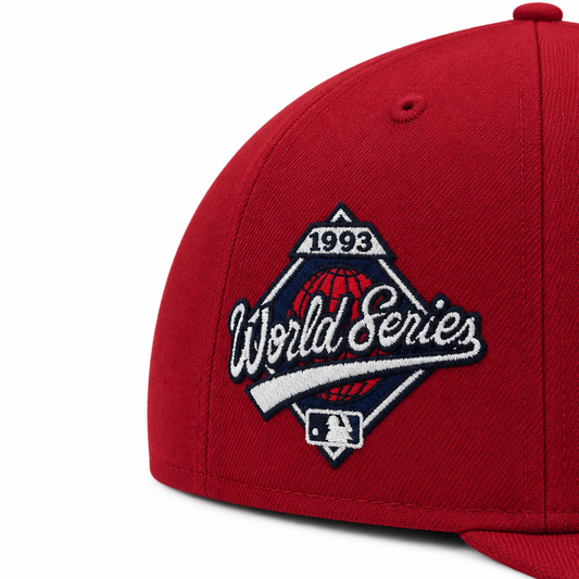 9FIFTY NEW ERA MLB 1993 WORLD SERIES TORONTO BLUE JAYS SCARLET RED WHITE SNAPBACK HAT