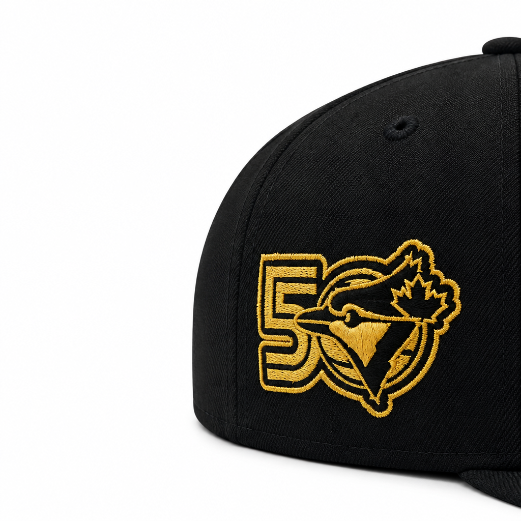 MEN'S NEW ERA MLB CAMO BLACK TORONTO BLUE JAYS 50TH SEASON PATCH 9FIFTY SNAPBACK HAT