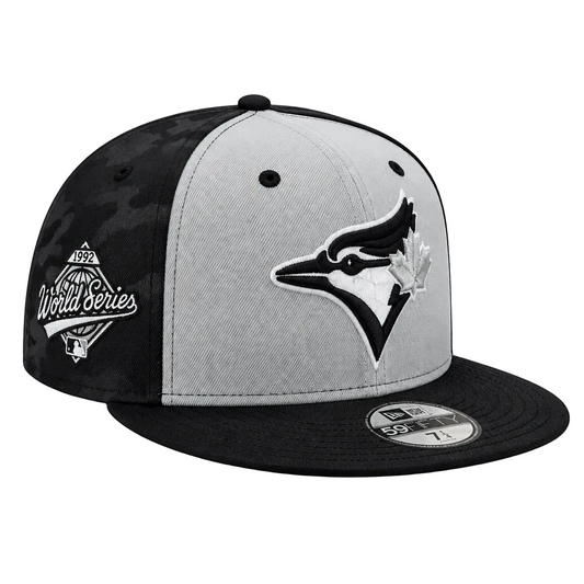 9FIFTY NEW ERA MLB 1992 WORLD SERIES TORONTO BLUE JAYS GREY & BLACK CAMO SNAPBACK HAT