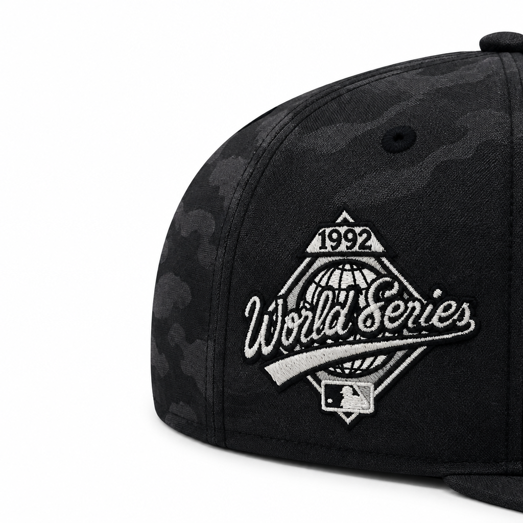 9FIFTY NEW ERA MLB 1992 WORLD SERIES TORONTO BLUE JAYS GREY & BLACK CAMO SNAPBACK HAT
