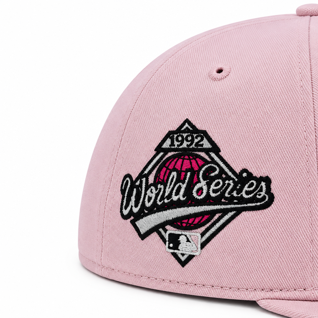 9FIFTY NEW ERA MLB 1992 WORLD SERIES TORONTO BLUE JAYS PINK & WHITE SNAPBACK HAT