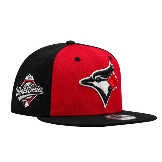 9FIFTY NEW ERA MLB 1993 WORLD SERIES TORONTO BLUE JAYS BLACK & SCARLET RED SNAPBACK HAT
