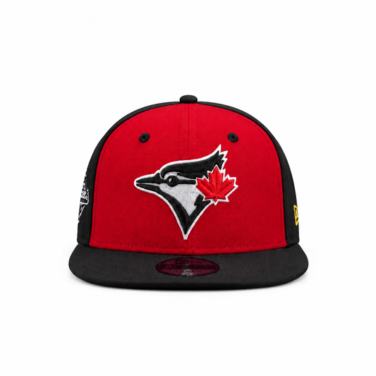 9FIFTY NEW ERA MLB 1993 WORLD SERIES TORONTO BLUE JAYS BLACK & SCARLET RED SNAPBACK HAT
