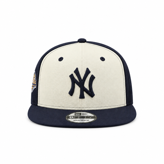 9FIFTY NEW ERA MEN'S MLB 1996 WORLD SERIES SIDEPATCH NEW YORK YANKEES CHROME NAVY SNAPBACK HAT