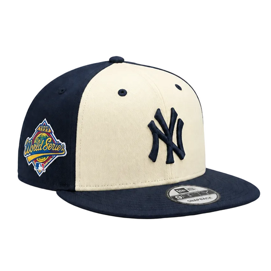 9FIFTY NEW ERA MEN'S MLB 1996 WORLD SERIES SIDEPATCH NEW YORK YANKEES CHROME NAVY SNAPBACK HAT