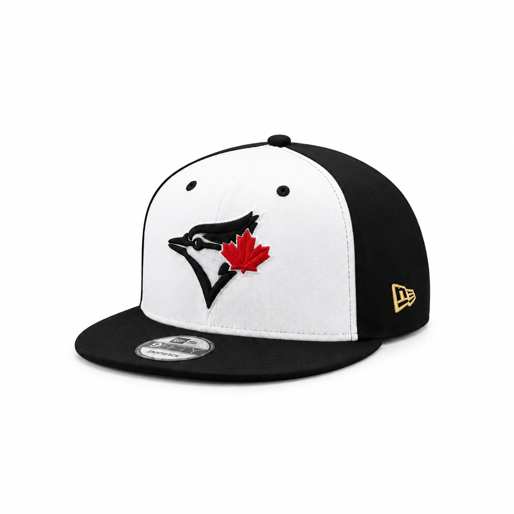 9FIFTY NEW ERA MLB 1993 WORLD SERIES TORONTO BLUE JAYS BLACK & WHITE RED LEAF SNAPBACK HAT