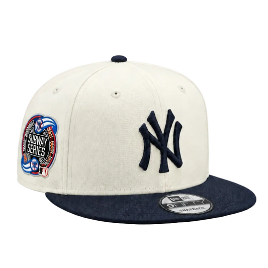 9FIFTY NEW ERA MEN'S MLB SUBWAY SERIES SIDEPATCH NEW YORK YANKEES CHROME NAVY SNAPBACK HAT