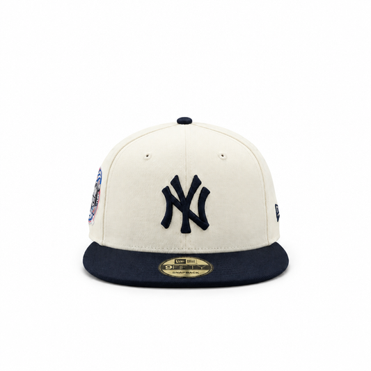 9FIFTY NEW ERA MEN'S MLB SUBWAY SERIES SIDEPATCH NEW YORK YANKEES CHROME NAVY SNAPBACK HAT