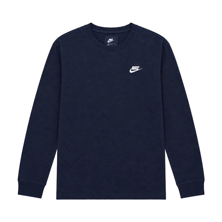 NIKE MEN'S SPORTSWEAR CLUB LONG SLEEVE NAVY BLUE T-SHIRT