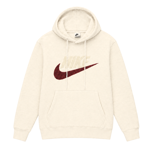 NIKE MEN'S CLUB PULLOVER FLEECE CREAM WHITE HOODIE