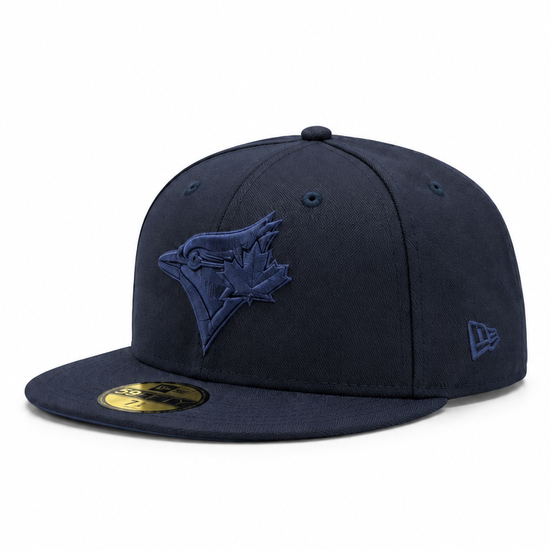 59FIFTY NEW ERA MLB 50TH ANNIVERSARY TORONTO BLUE JAYS ALL NAVY BLUE FITTED HAT